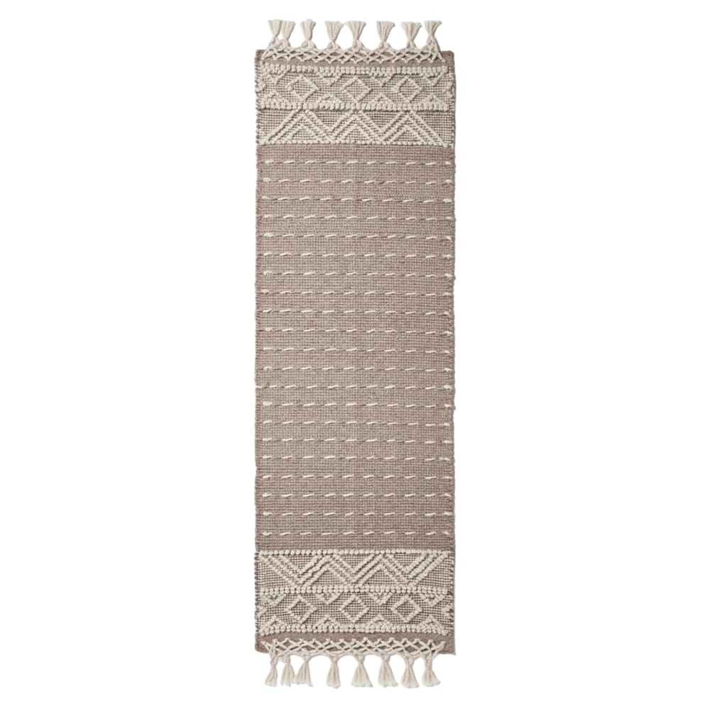 Tapis de couloir kilim en laine taupe 66x200 cm Tapis de couloir kilim en laine taupe 66x200 cm