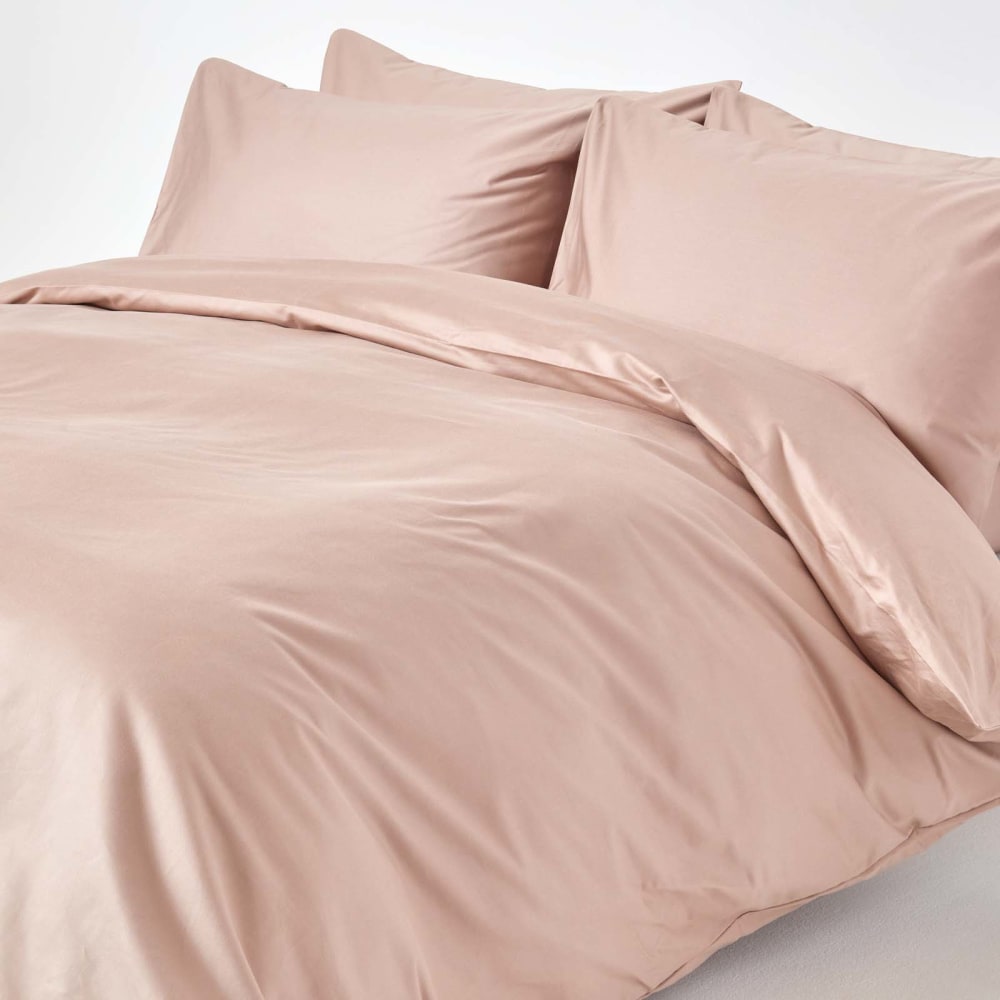 Parure de lit en satin de coton égyptien beige taupe 240x220 cm Parure de lit en satin de coton égyptien beige taupe 240x220 cm