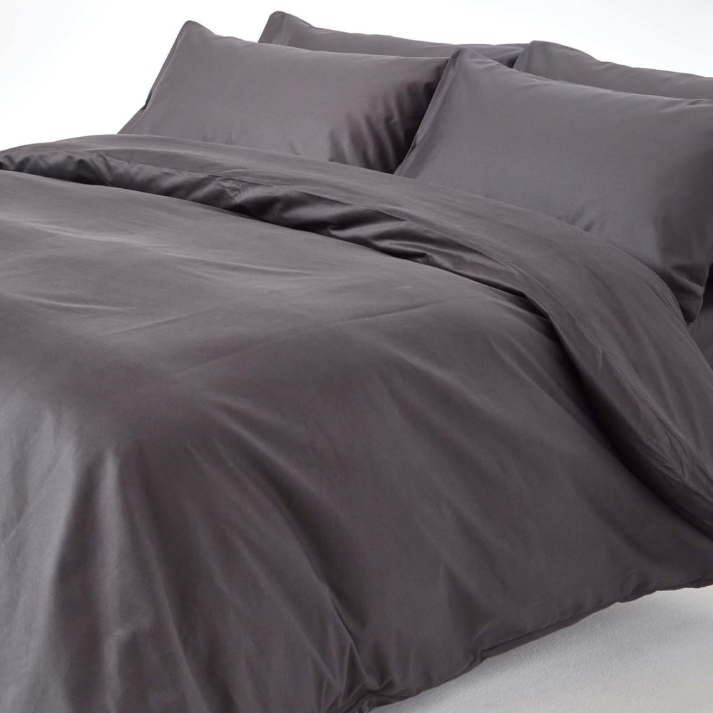 Parure de lit en satin de coton égyptien gris foncé 155x220 cm Parure de lit en satin de coton égyptien gris foncé 155x220 cm