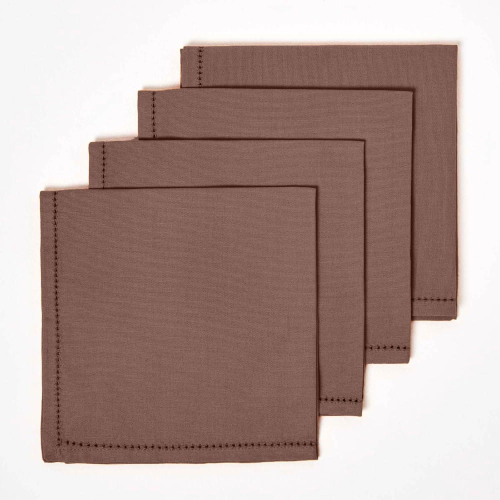 Lot de 4 serviettes de table en coton chocolat Lot de 4 serviettes de table en coton chocolat