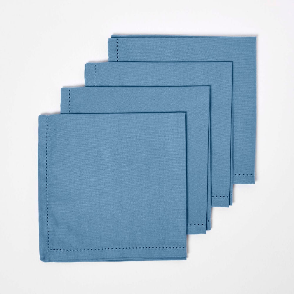 Lot de 4 serviettes de table en coton bleu foncé Lot de 4 serviettes de table en coton bleu foncé