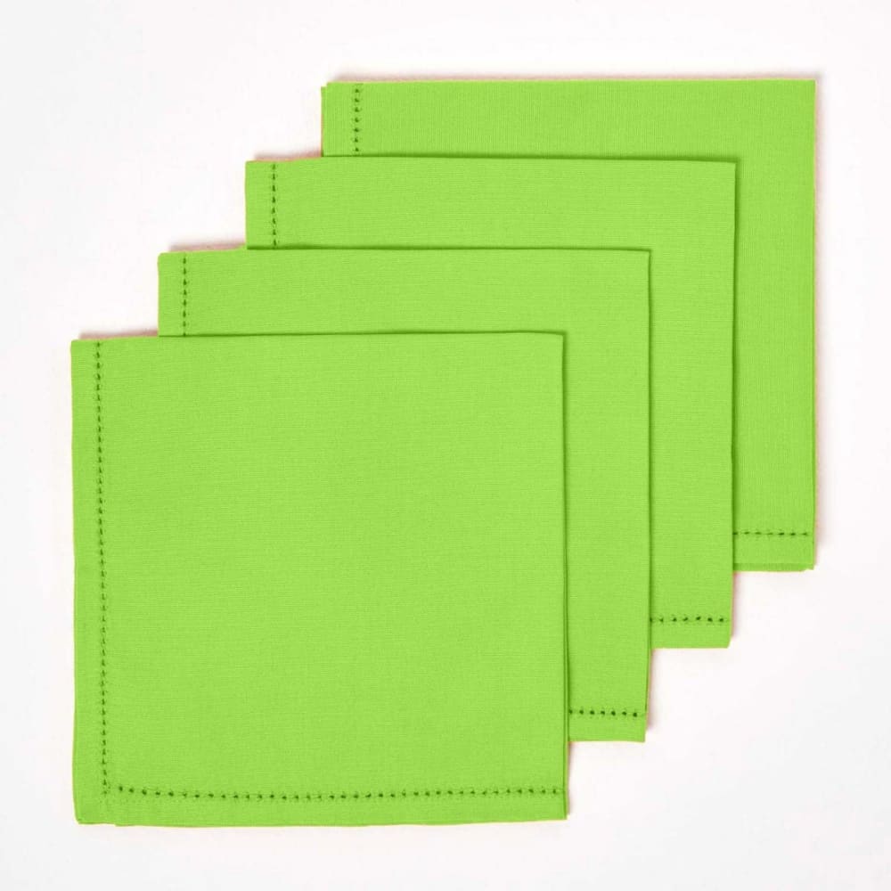 Lot de 4 serviettes de table en coton citron vert Lot de 4 serviettes de table en coton citron vert