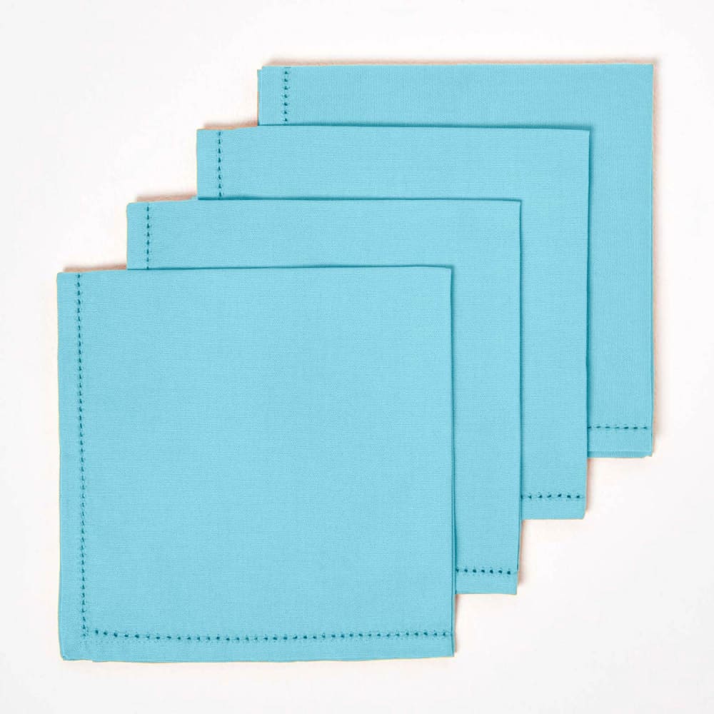 Lot de 4 serviettes de table en coton bleu Lot de 4 serviettes de table en coton bleu