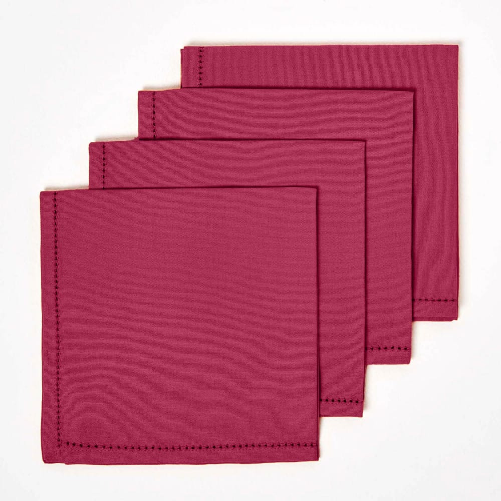 Lot de 4 serviettes de table en coton prune Lot de 4 serviettes de table en coton prune
