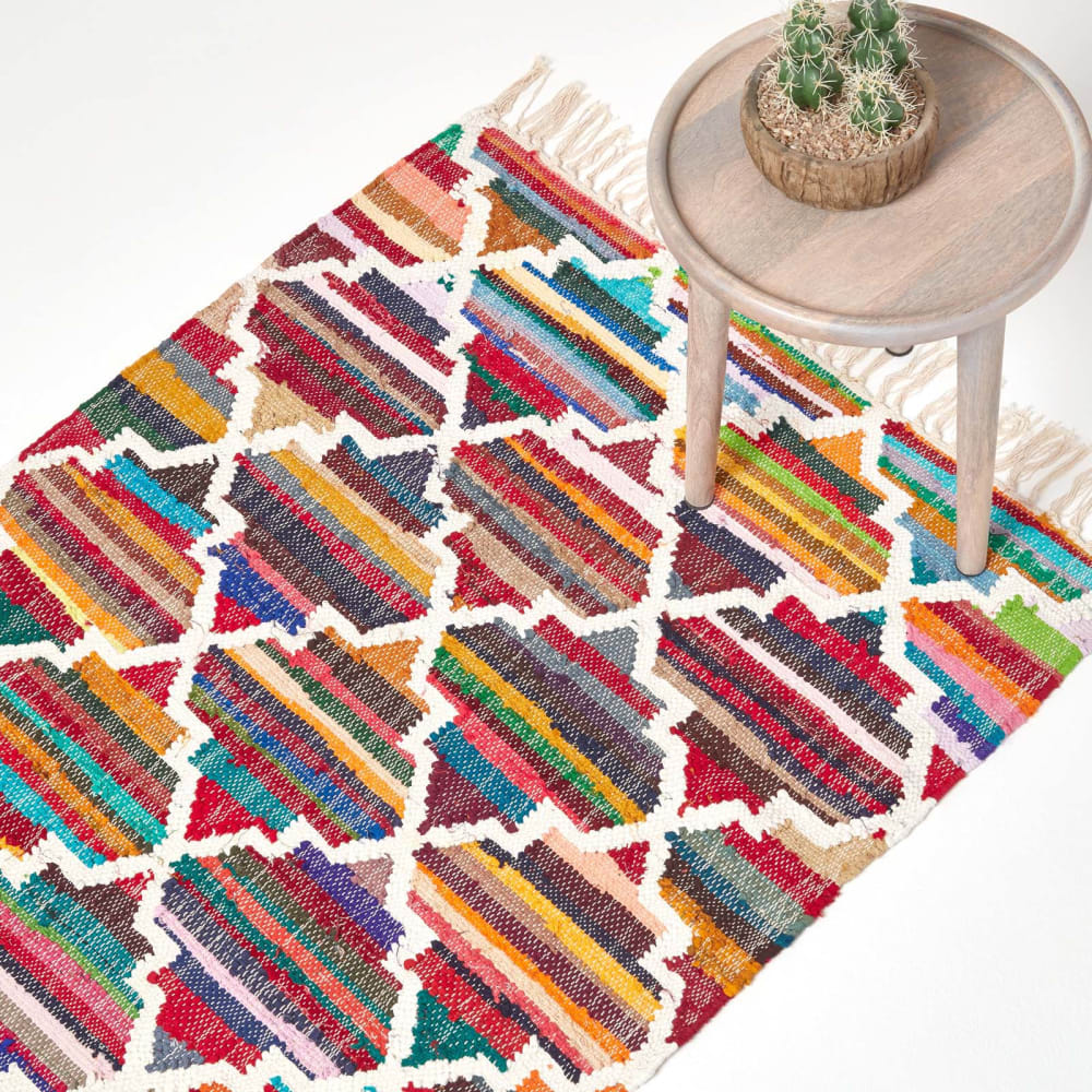 Teppich kilim chindi geometrisch baumwolle mehrfarbig - Maisons