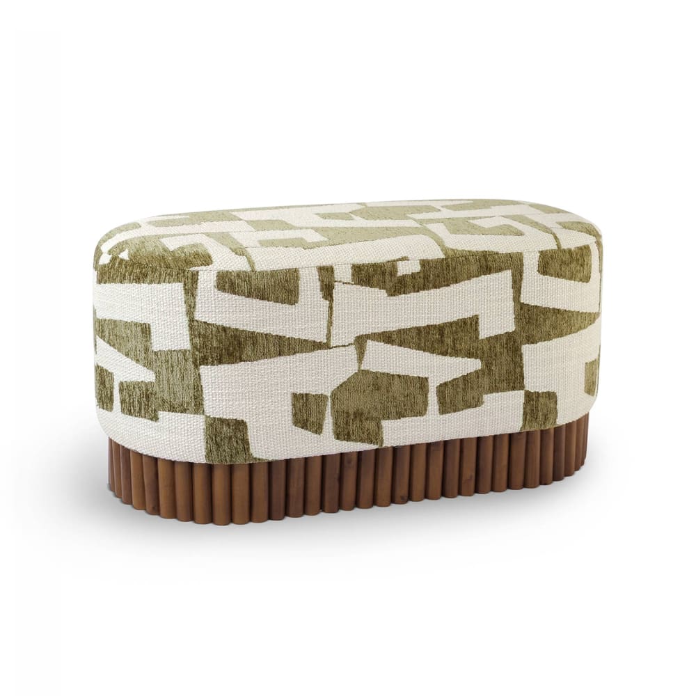 Banc en tissu texturé à motifs kaki Banc en tissu texturé à motifs kaki