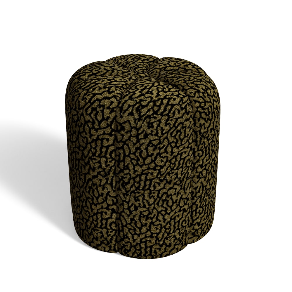 Pouf en tissu à motif léopard kaki