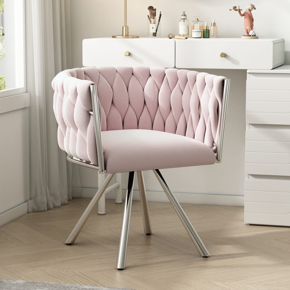 Drehbarer Schminkstuhl aus Polyester rosa - Maisons Du Monde