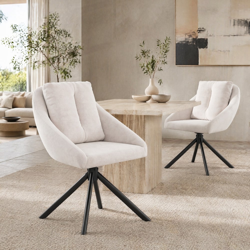 2er-Set Drehstühle aus Polyester beige - Maisons Du Monde
