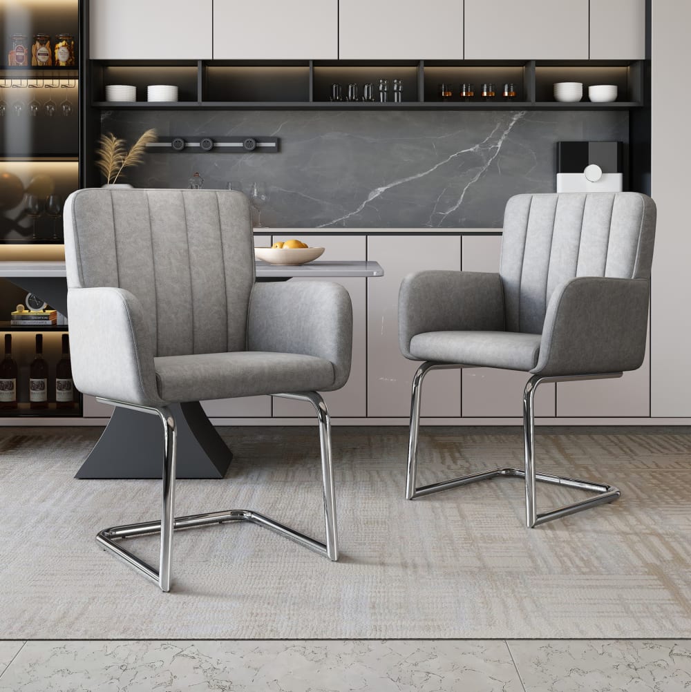2er-Set Esszimmerstühle aus Polyurethan grau - Maisons Du Monde