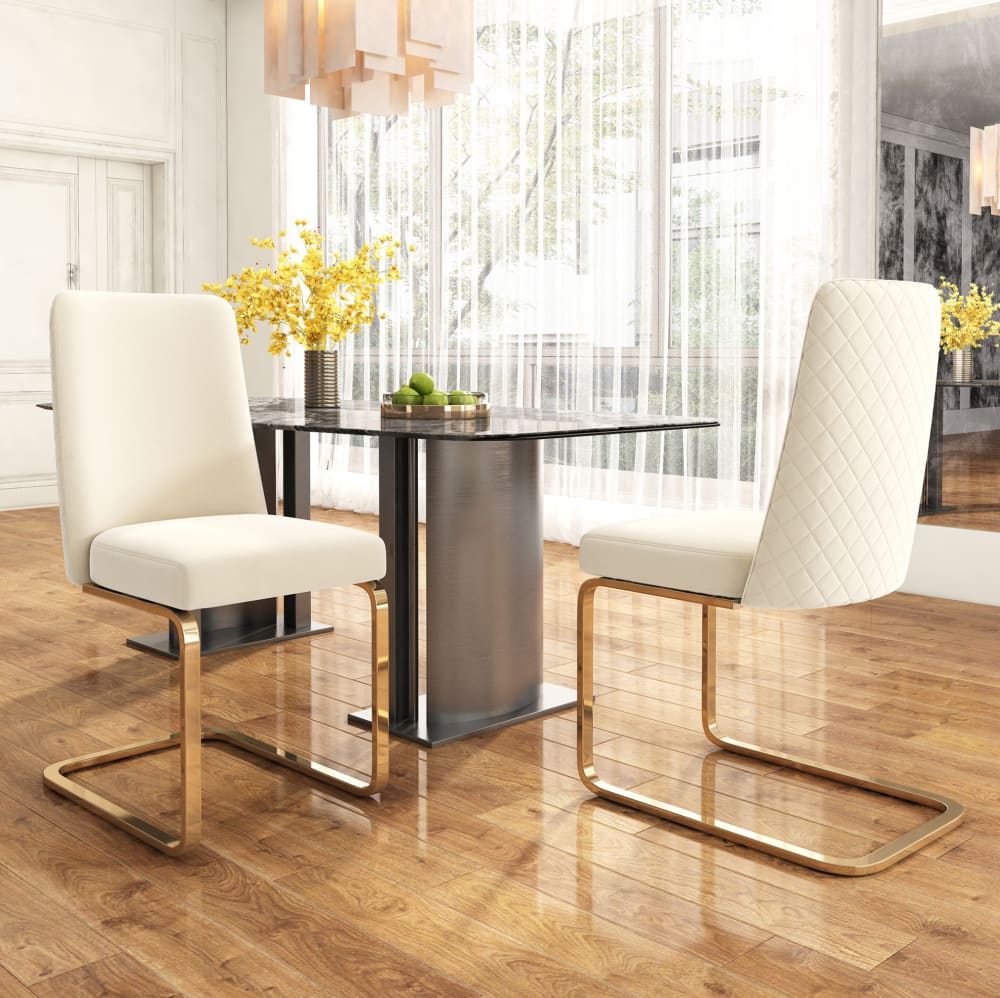 Esszimmerstühle im 2er-Set aus Polyester beige - Maisons Du Monde