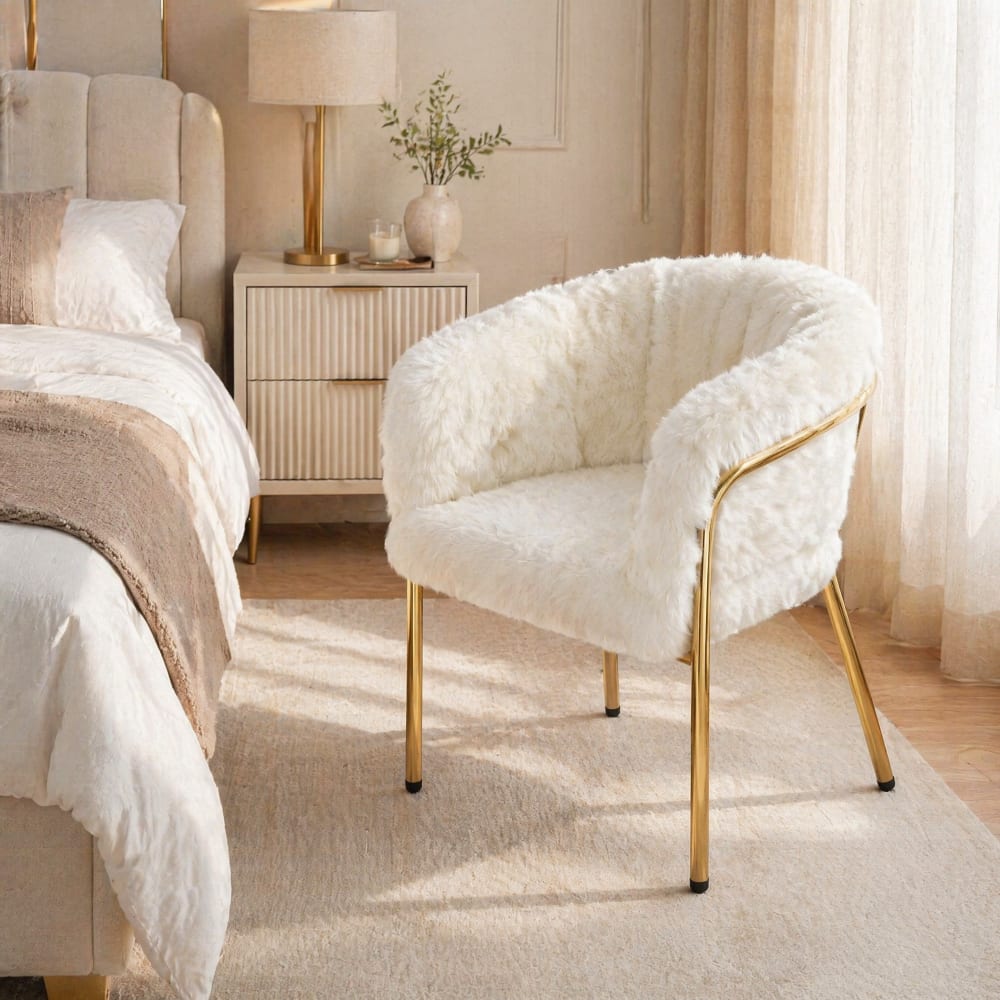 Sessel aus Polyester weiß mit Metallbeinen - Maisons Du Monde