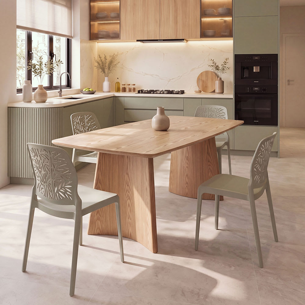 Rechteckiger Tisch 180x90 cm aus Melamin in Holzoptik - Maisons