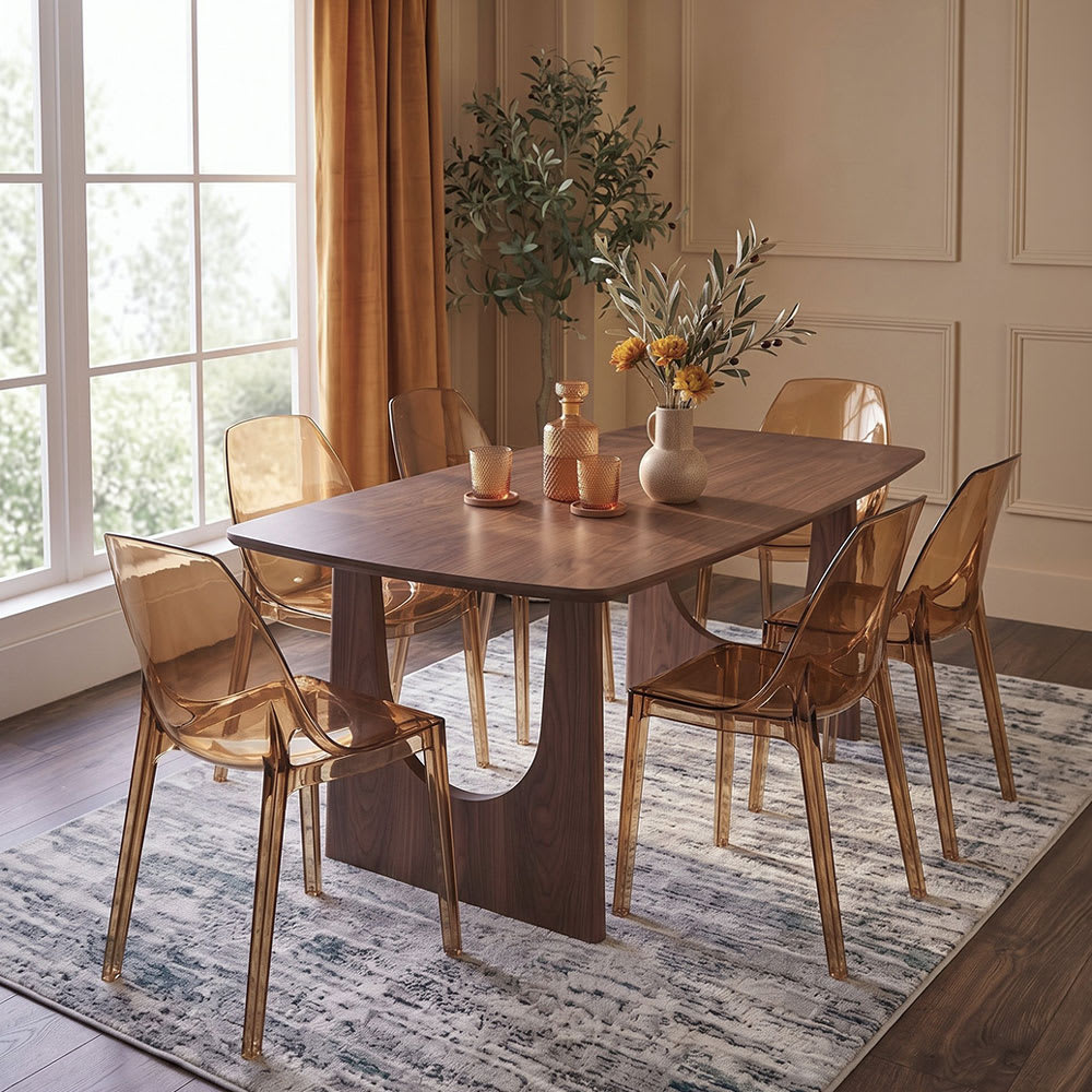 Rechteckiger Tisch 180x90 cm aus Melamin in Holzoptik - Maisons