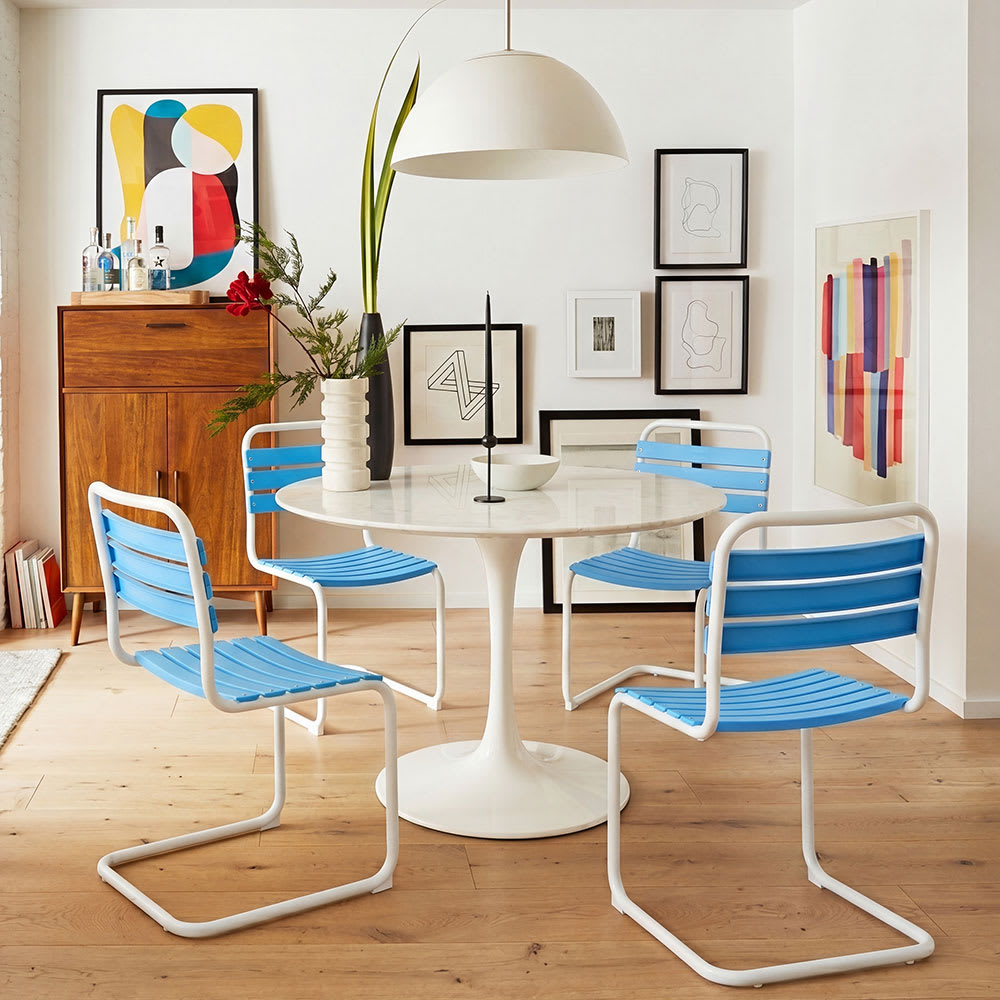 2er-Set Metallstühle mit hellblauen Latten - Maisons Du Monde
