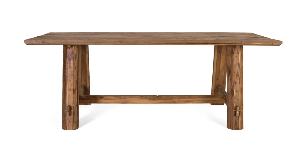 Table de salle à manger en teck recyclé 220 cm style rustique moderne Table de salle à manger en teck recyclé 220 cm style rustique moderne