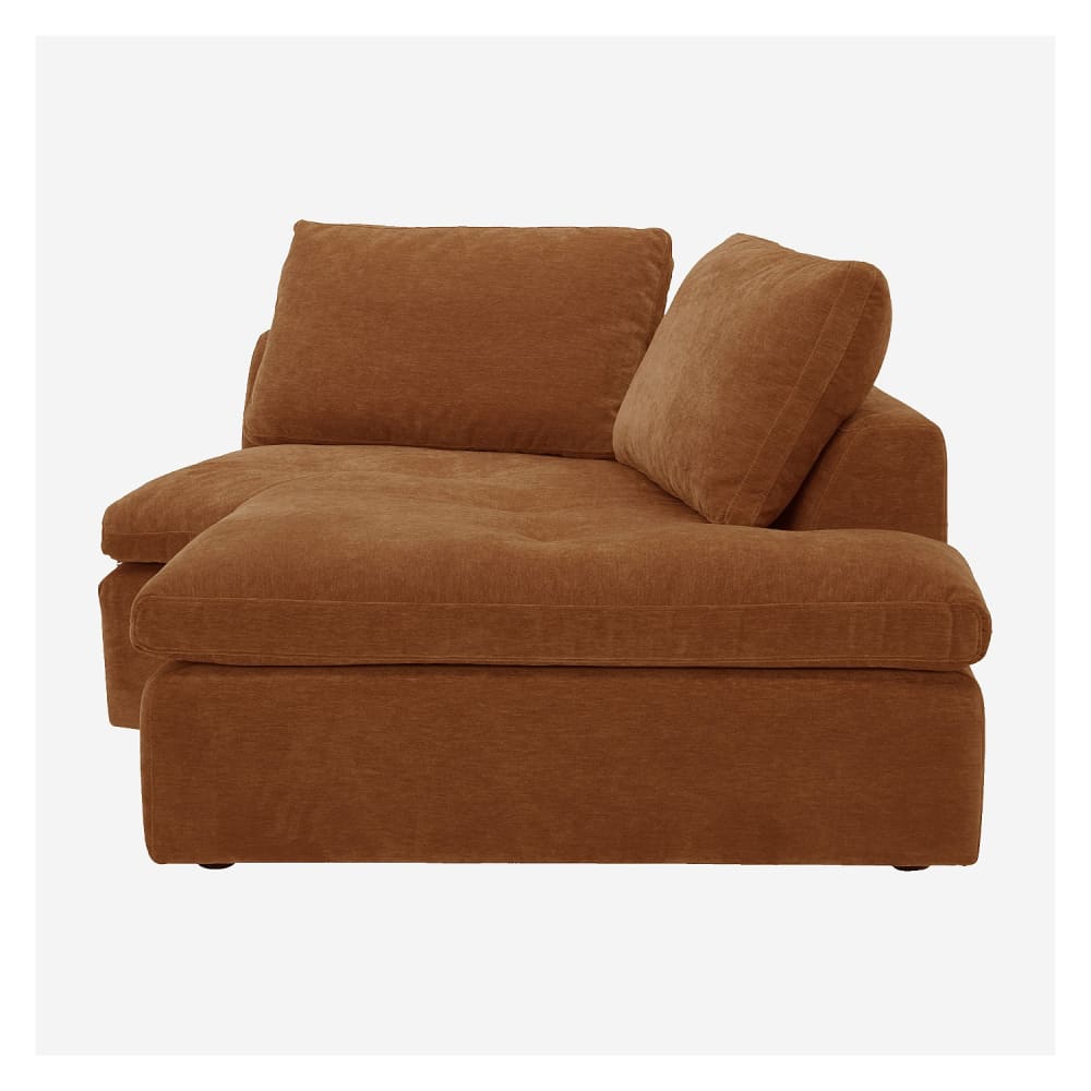 Méridienne d'angle droit incurvée en tissu - marron noisette Méridienne d'angle droit incurvée en tissu - marron noisette