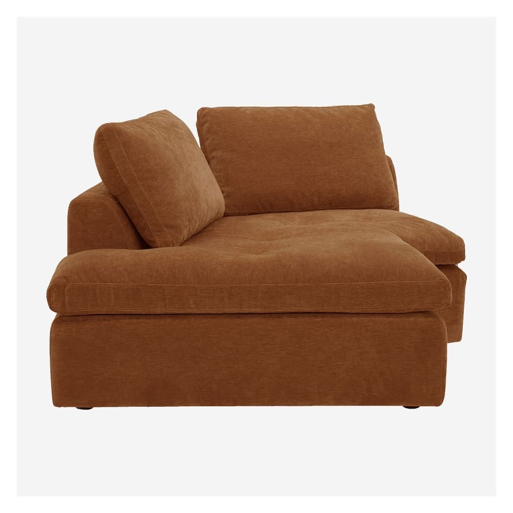 Méridienne d'angle gauche incurvée en tissu - marron noisette Méridienne d'angle gauche incurvée en tissu - marron noisette