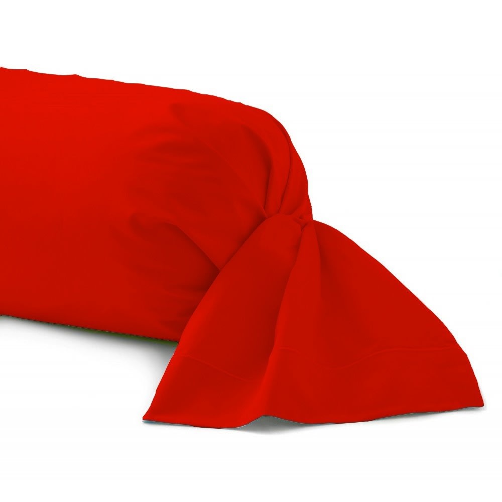 Taie de traversin en coton 57 fils rouge 43x185 cm Taie de traversin en coton 57 fils rouge 43x185 cm