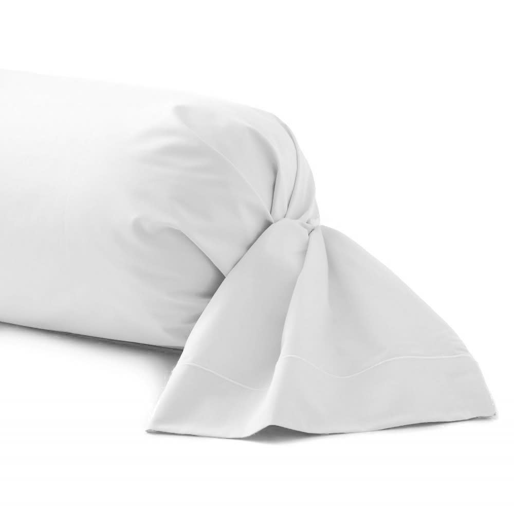 Taie de traversin en coton 57 fils blanche 43x185 cm Taie de traversin en coton 57 fils blanche 43x185 cm