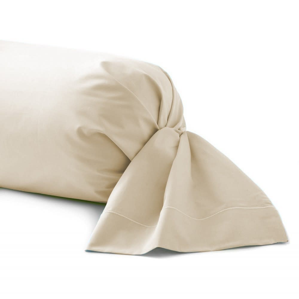Taie de traversin en coton 57 fils champagne 43x185 cm Taie de traversin en coton 57 fils champagne 43x185 cm