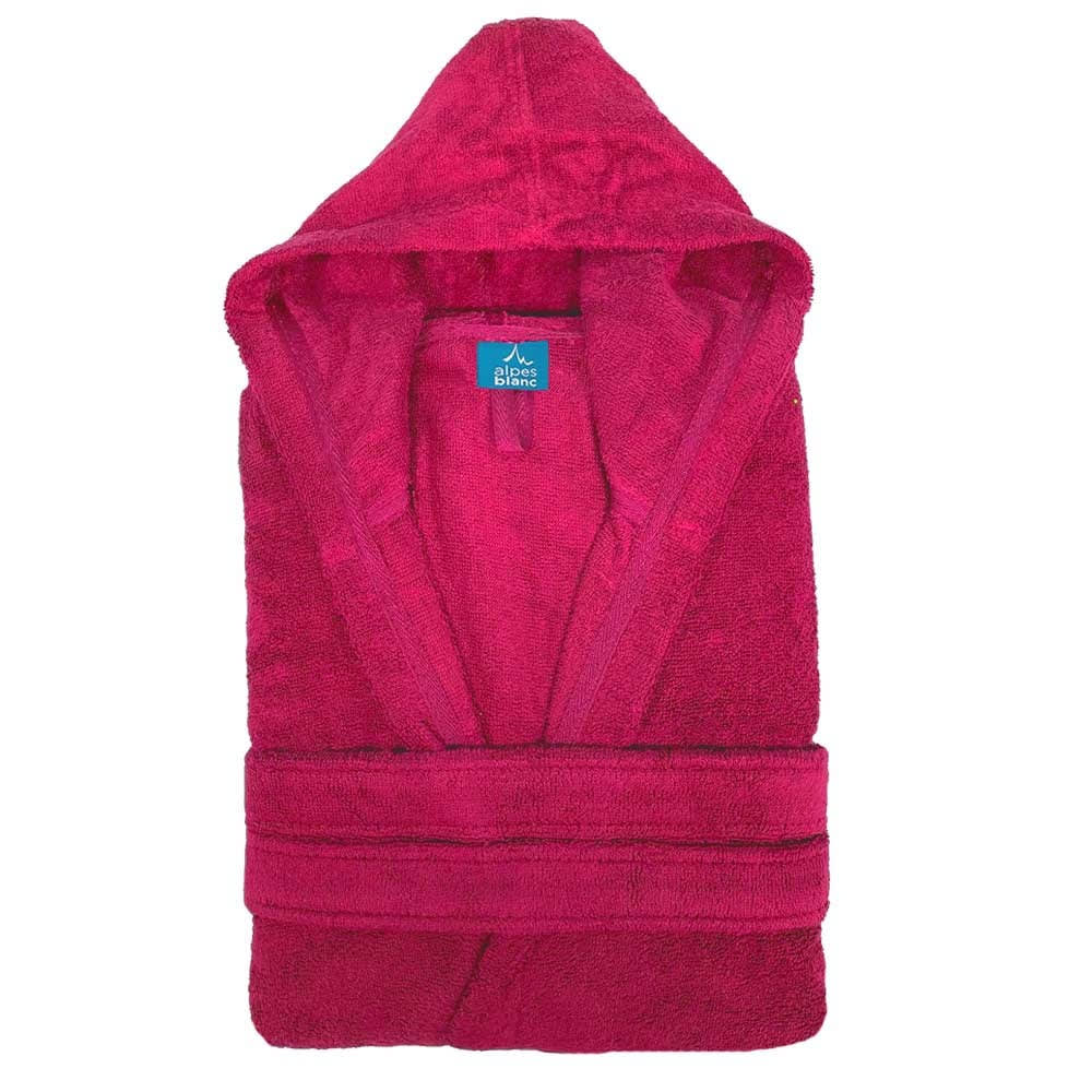 Peignoir de bain à capuche en coton et bambou doux fuchsia Peignoir de bain à capuche en coton et bambou doux fuchsia
