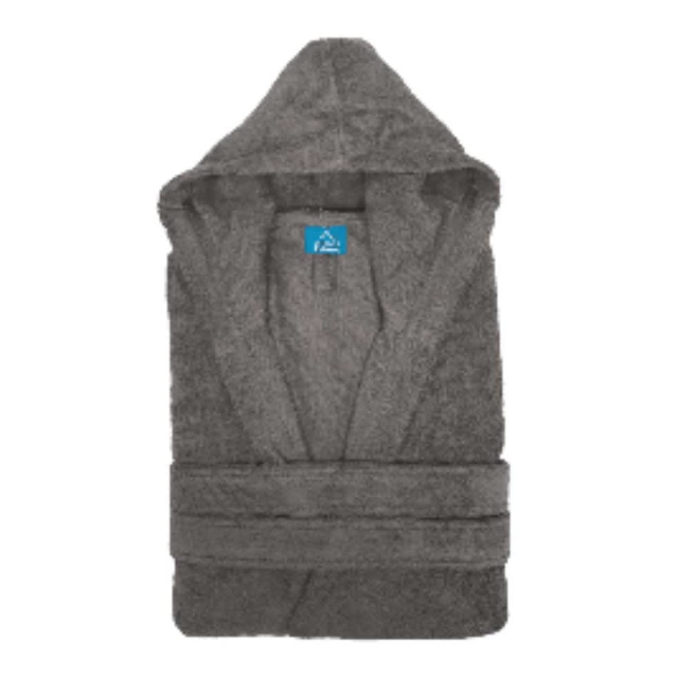Peignoir de bain à capuche en coton et bambou doux anthracite Peignoir de bain à capuche en coton et bambou doux anthracite
