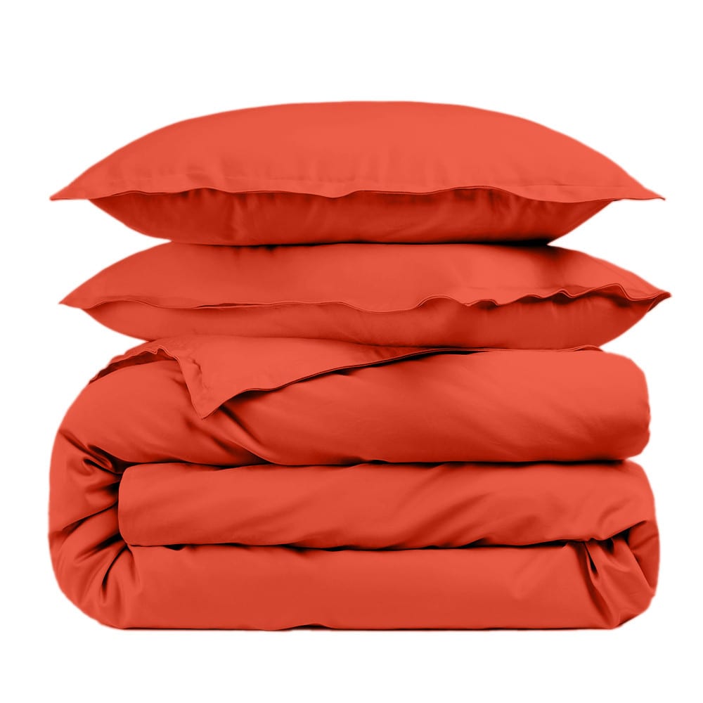Housse de couette unie et taies percale 80 fils terracotta 240x260 cm Housse de couette unie et taies percale 80 fils terracotta 240x260 cm