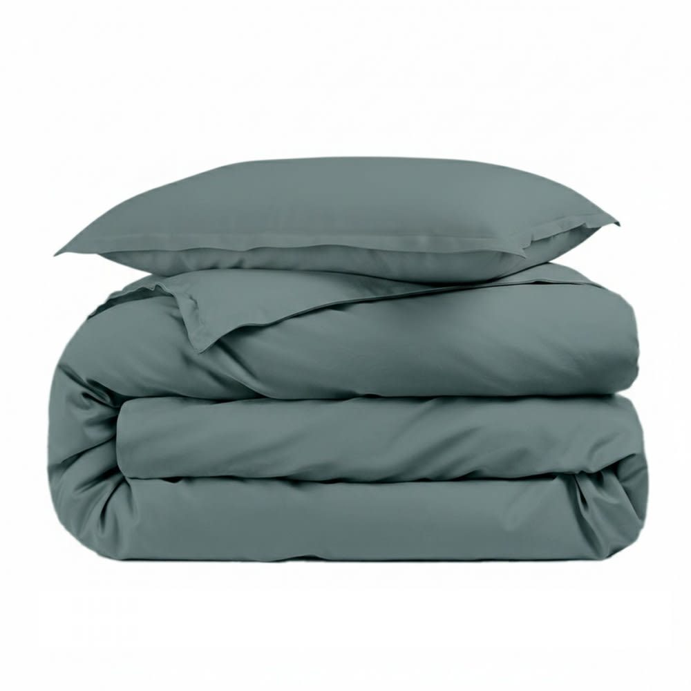 Housse de couette unie et 1 taie percale 80 fils anthracite 140x200 cm Housse de couette unie et 1 taie percale 80 fils anthracite 140x200 cm