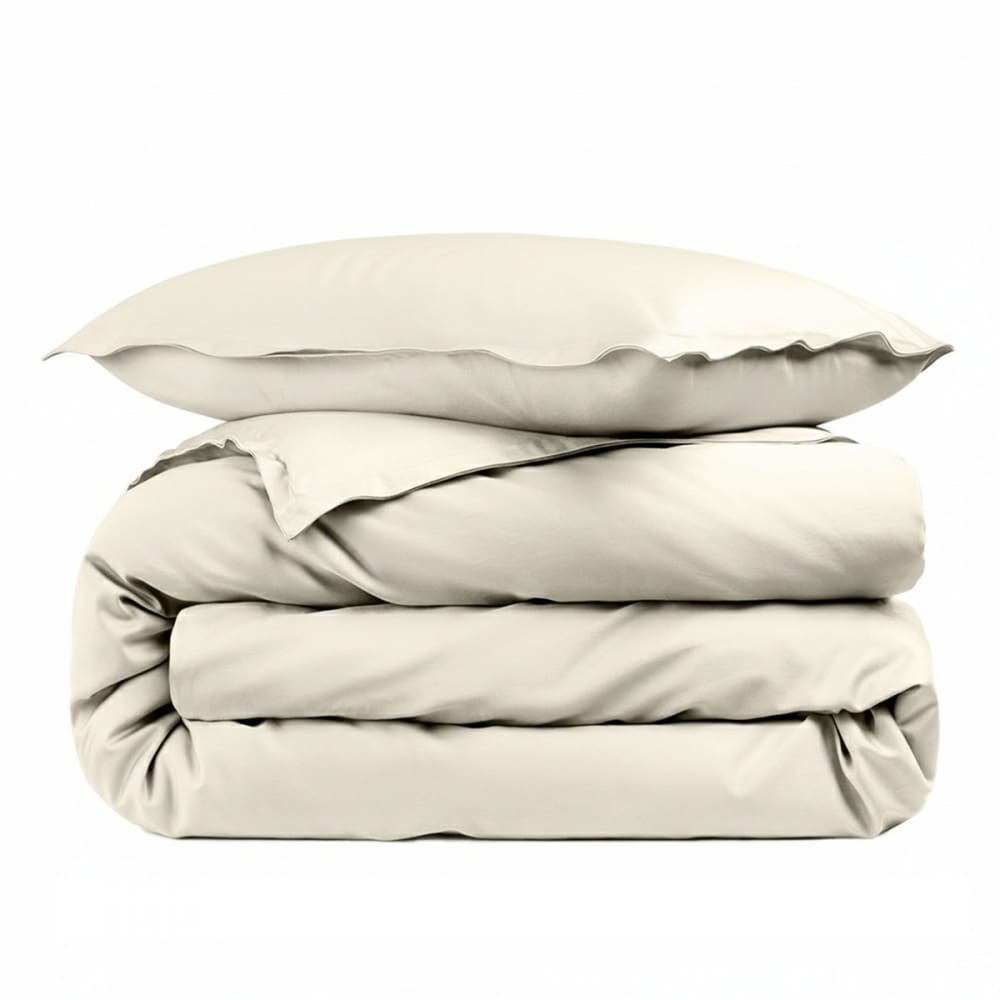 Housse de couette unie et 1 taie percale 80 fils beige 140x200 cm Housse de couette unie et 1 taie percale 80 fils beige 140x200 cm