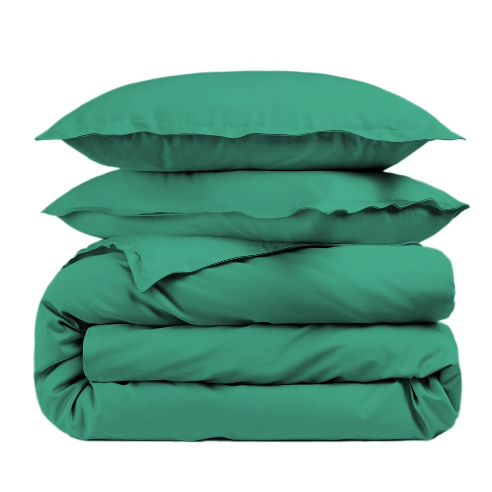 Housse de couette unie et taies percale 80 fils céladon 240x280 cm Housse de couette unie et taies percale 80 fils céladon 240x280 cm