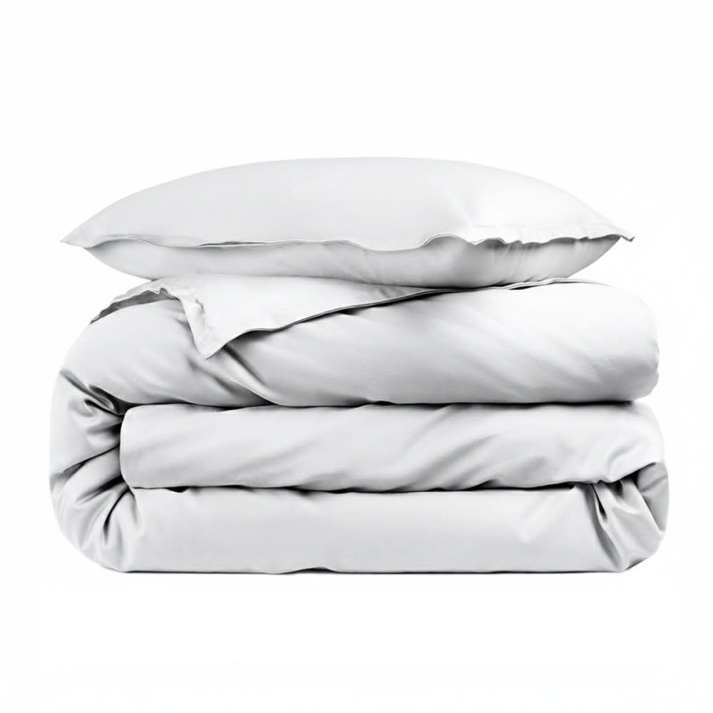 Housse de couette unie et 1 taie percale 80 fils blanc 140x200 cm Housse de couette unie et 1 taie percale 80 fils blanc 140x200 cm