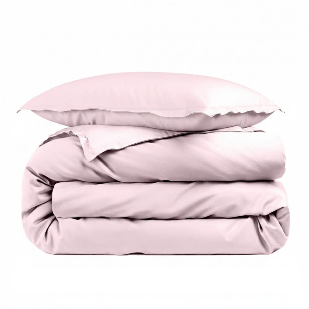 Housse de couette unie et taie percale 80 fils rose clair 140x200 cm Housse de couette unie et taie percale 80 fils rose clair 140x200 cm
