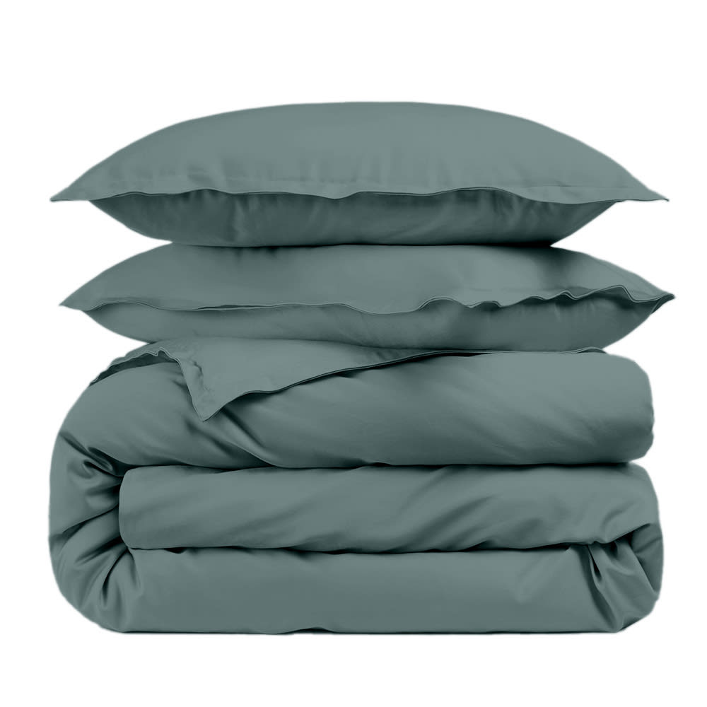 Housse de couette unie et taies percale 80 fils anthracite 240x260 cm Housse de couette unie et taies percale 80 fils anthracite 240x260 cm