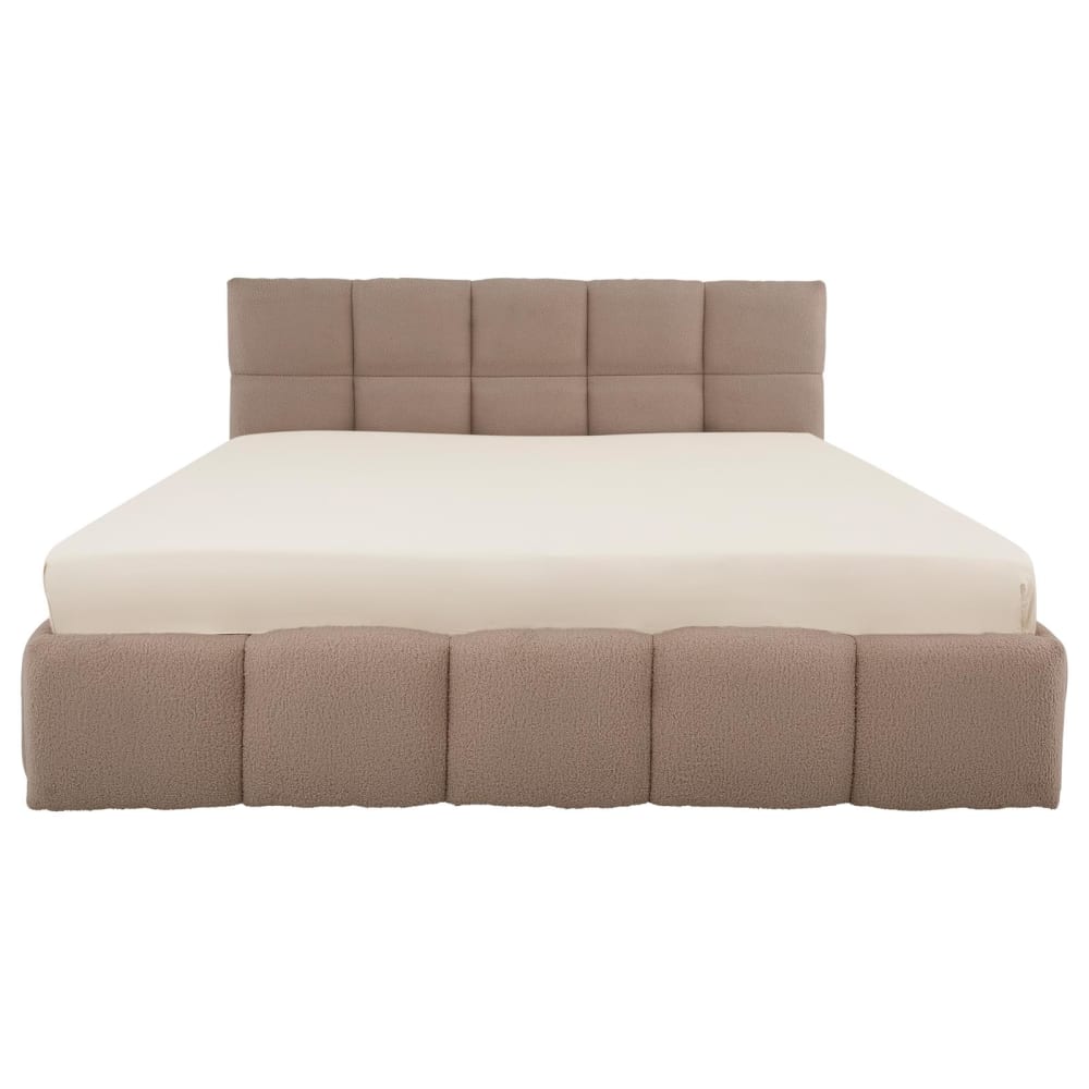 Lit double rembourré 160x200 avec sommier, grège Lit double rembourré 160x200 avec sommier, grège