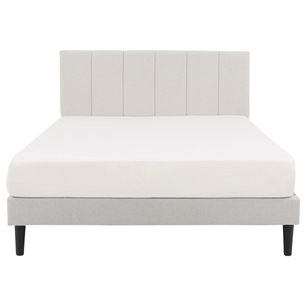 Lit double rembourré 140x190 avec sommier, gris clair Lit double rembourré 140x190 avec sommier, gris clair