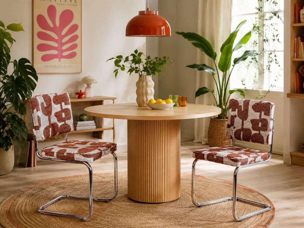 Retro-Stühle mit bedrucktem Stoff (2er Set) - Maisons Du Monde