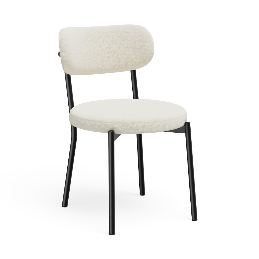 Lot de 2 chaises en tissu tramé toucher doux crème Lot de 2 chaises en tissu tramé toucher doux crème