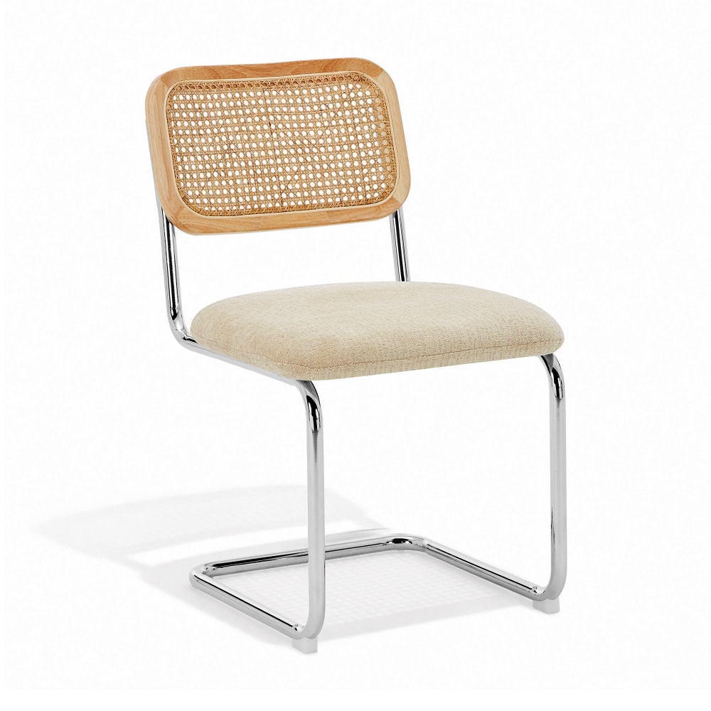 Lot de 2 chaises en velours texturé beige Lot de 2 chaises en velours texturé beige