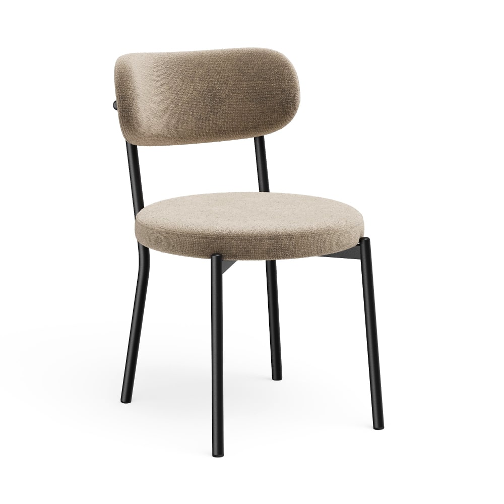 Lot de 2 chaises en tissu tramé toucher doux taupe Lot de 2 chaises en tissu tramé toucher doux taupe