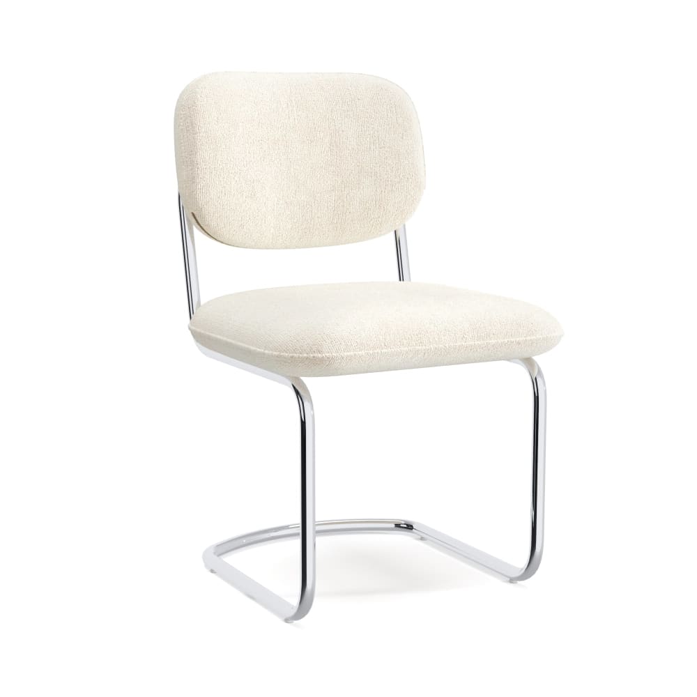 Lot de 2 chaises en velours texturé crème Lot de 2 chaises en velours texturé crème