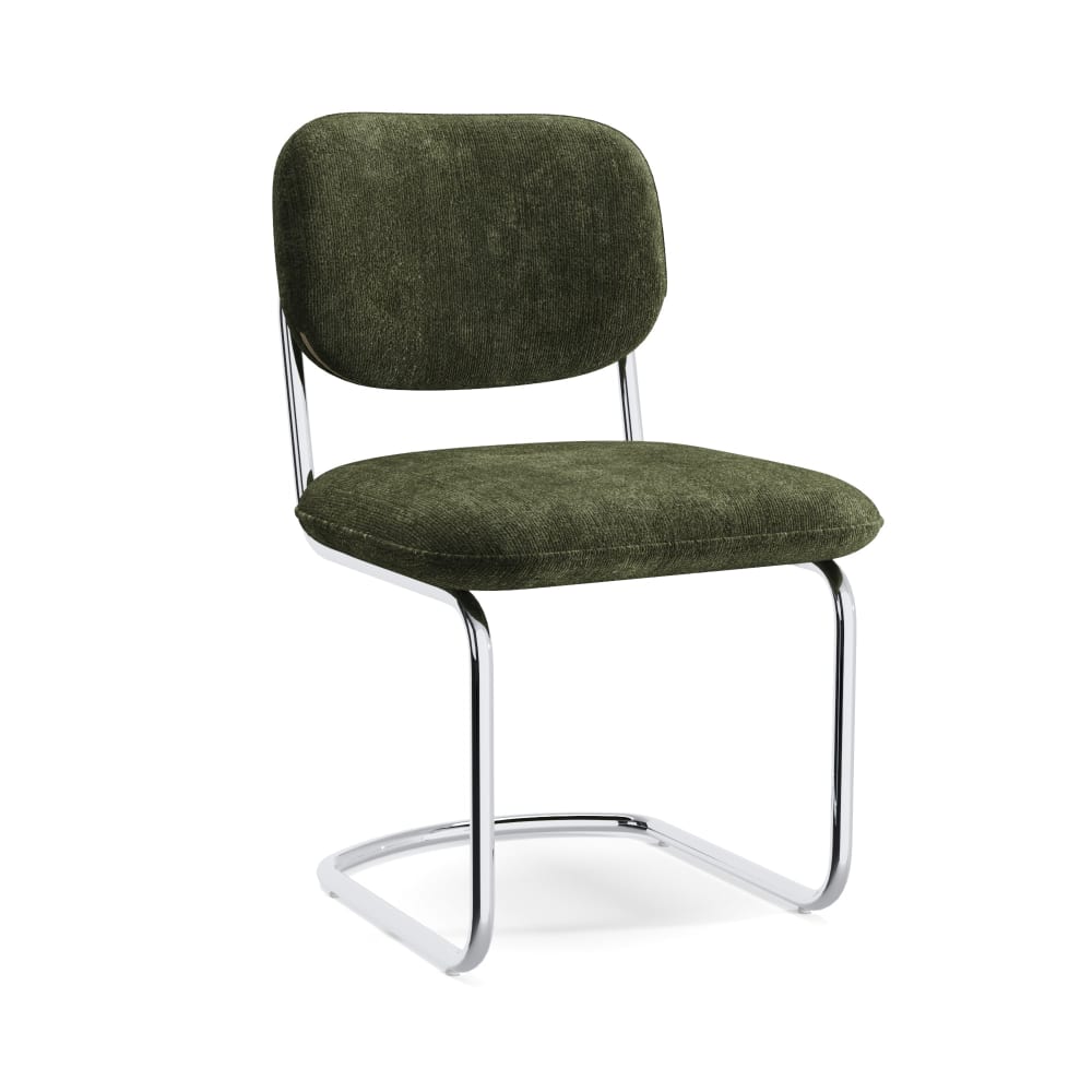 Lot de 2 chaises en velours texturé kaki Lot de 2 chaises en velours texturé kaki