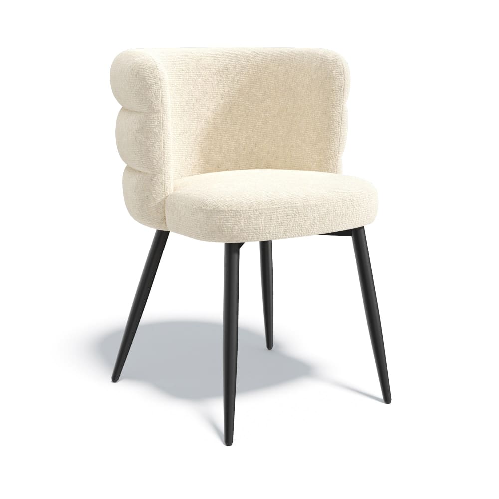 Lot de 2 chaises en velours texturé crème Lot de 2 chaises en velours texturé crème
