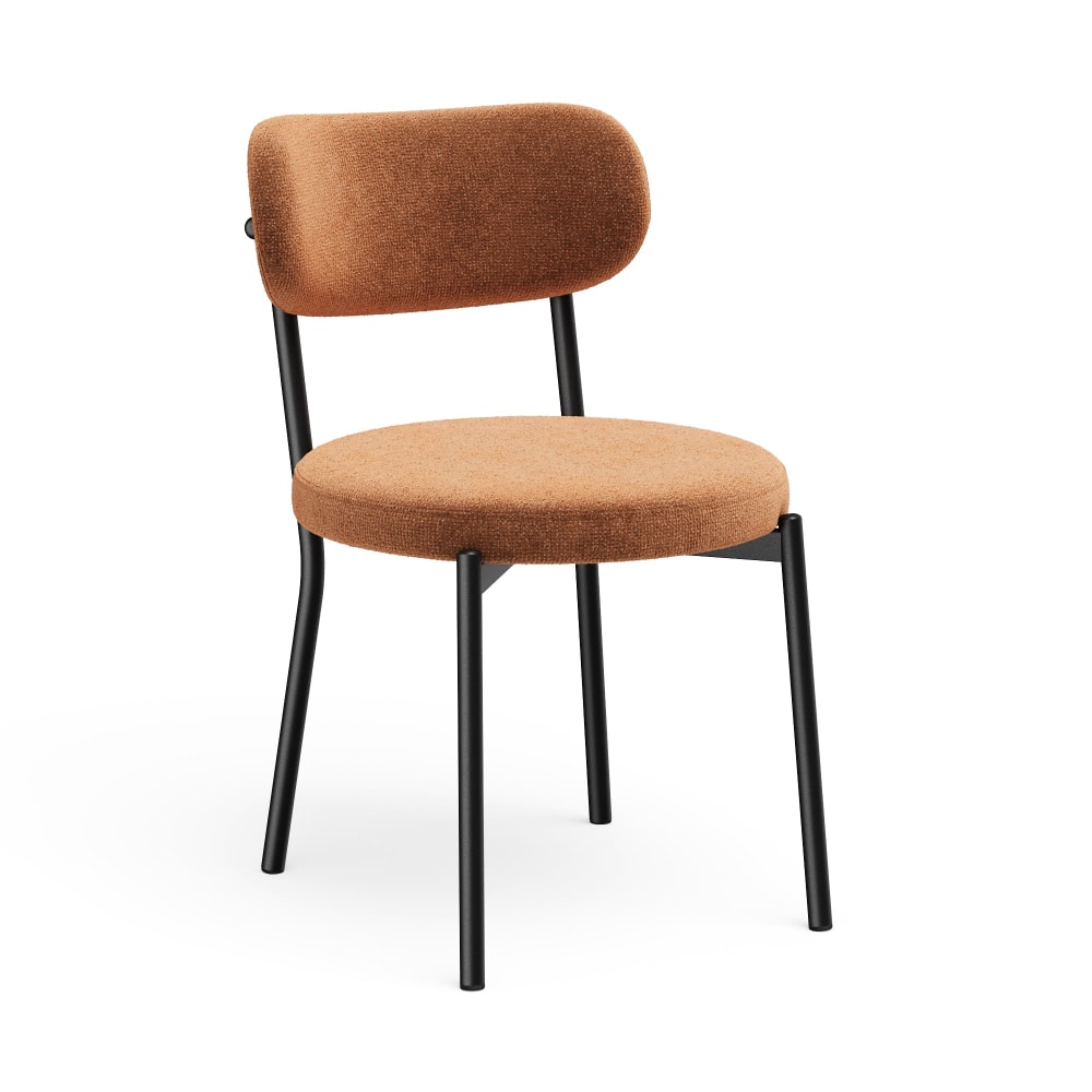 Lot de 2 chaises en tissu tramé toucher doux terracotta Lot de 2 chaises en tissu tramé toucher doux terracotta
