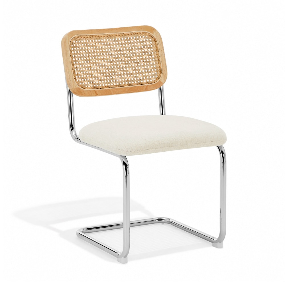 Lot de 2 chaises en velours texturé crème Lot de 2 chaises en velours texturé crème