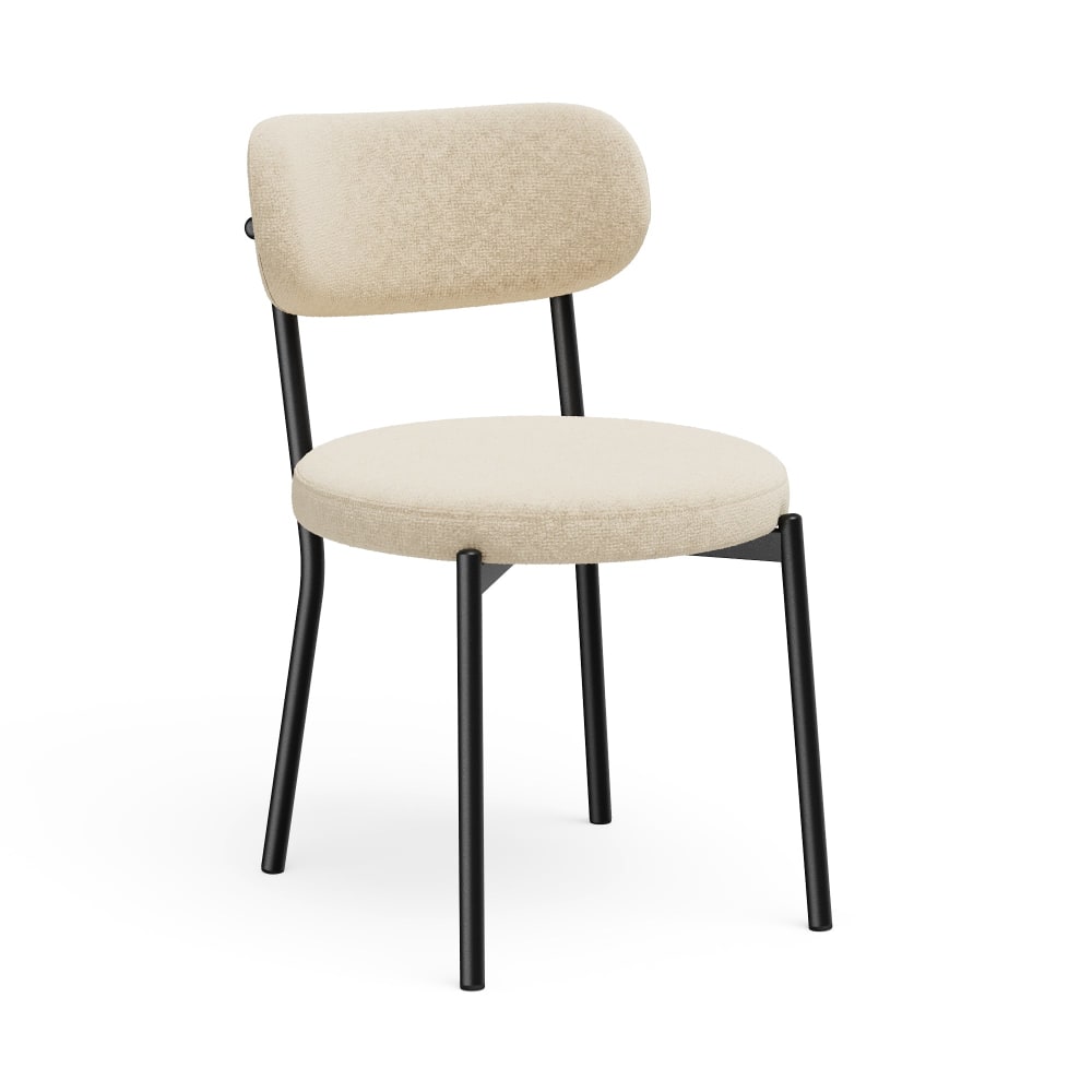 Lot de 2 chaises en tissu tramé toucher doux beige Lot de 2 chaises en tissu tramé toucher doux beige