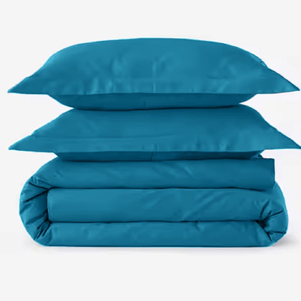 Houss de couette percale 80 fils et taies 50x70 lagon 240x280 cm Houss de couette percale 80 fils et taies 50x70 lagon 240x280 cm