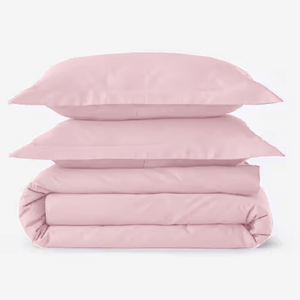 Houss de couette percale 80 fils et taies 50x70 rose clair 240x280 cm Houss de couette percale 80 fils et taies 50x70 rose clair 240x280 cm