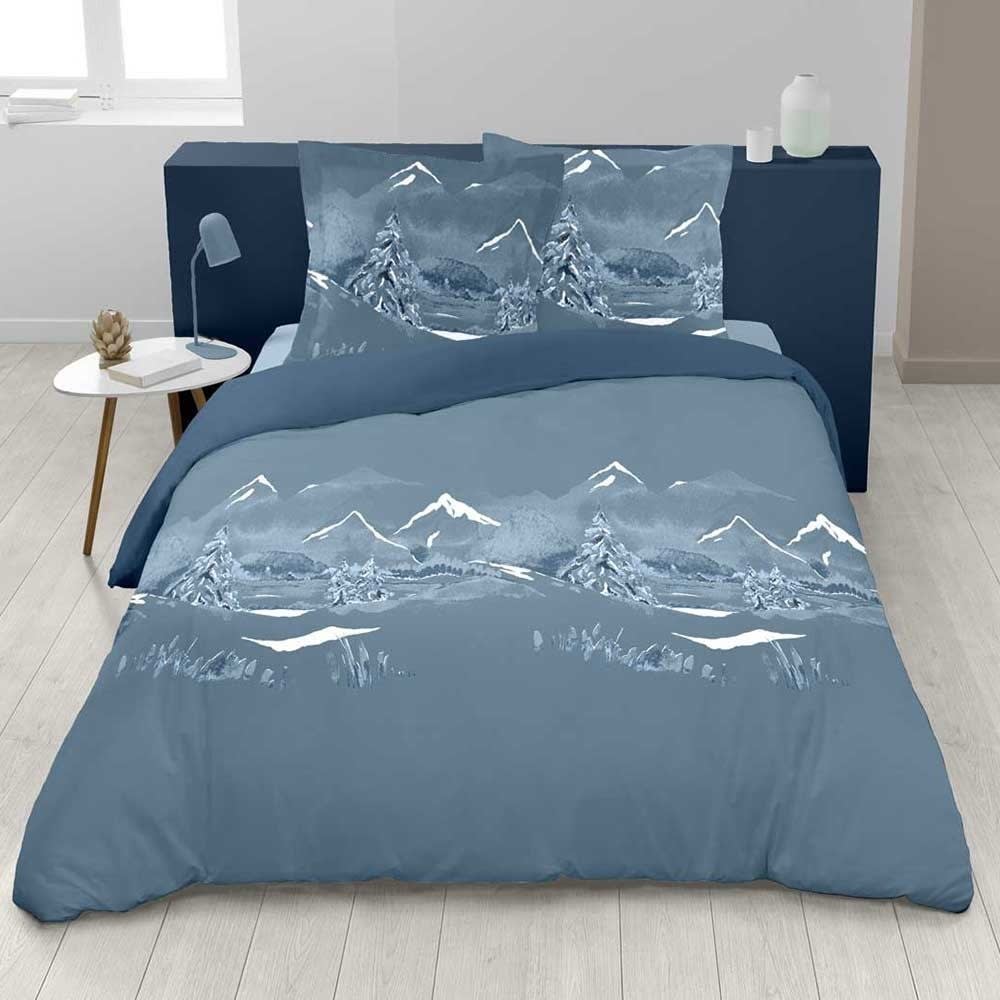 Housse de couette nuit des alpes et taies en coton 57 fils 220x240 cm Housse de couette nuit des alpes et taies en coton 57 fils 220x240 cm