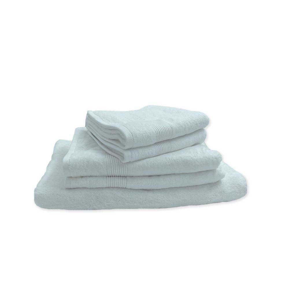 Lot de 5 serviettes de bain 600 g en coton et bambou blanches